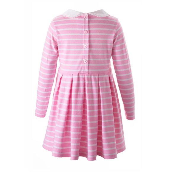 NWT Rachel Riley Pink Long. Sleeve Breton Dress - Picture 2 of 3